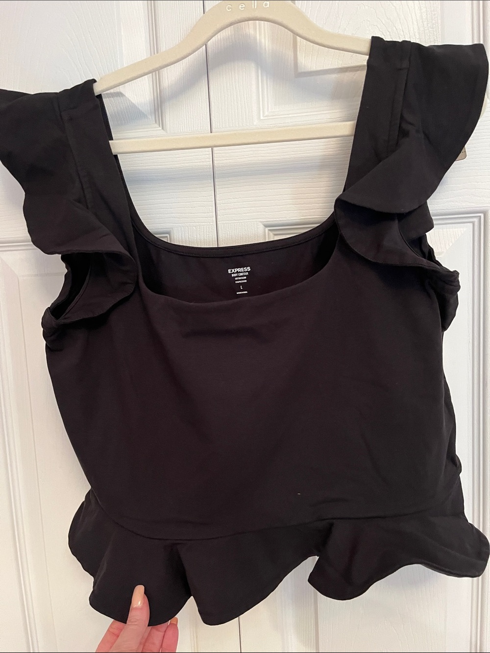 Express Black Ruffle Peplum Tank Top